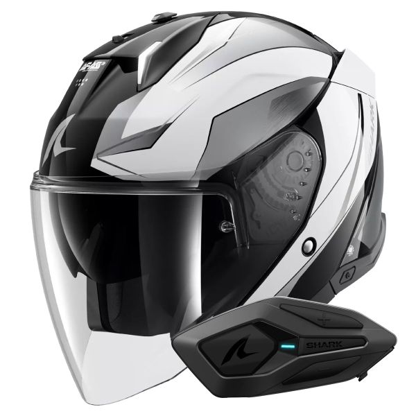 Jet Shark Skwal i3 Jet Mekarium KUW + Kit Bluetooth Sena for Shark Solo