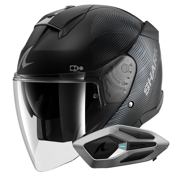 Jet Shark Skwal i3 Jet SP Lyne Mat KAA + Kit Bluetooth Sena for Mesh Solo