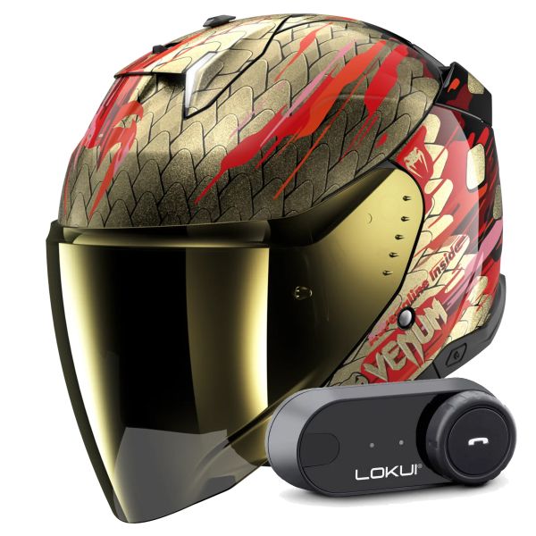 Jet Shark Skwal i3 Jet Venum KRQ + Kit Bluetooth Lokui K30