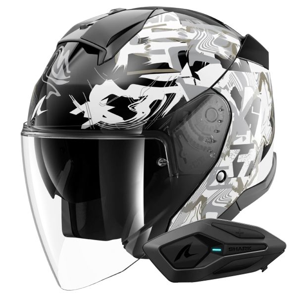 Jet Shark Skwal Jet Pranz KWQ + Kit Bluetooth Sena for Shark