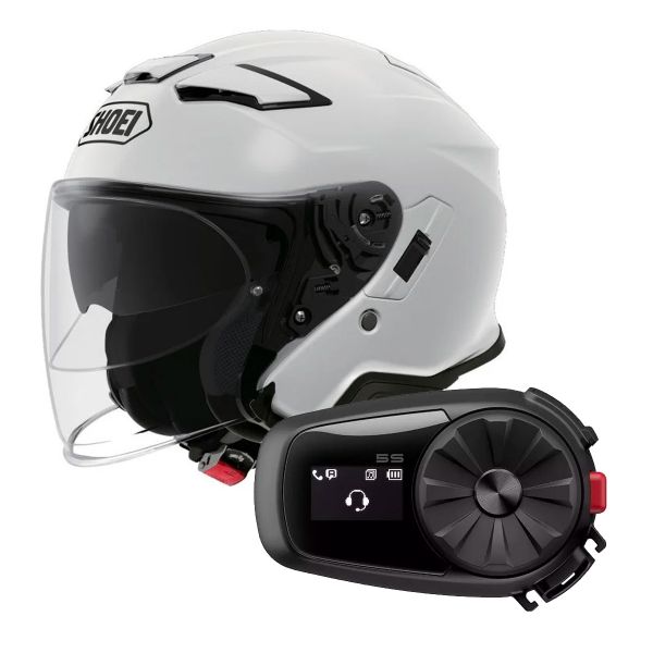 Pack Casco Moto + Kit Bluetooth : Shoei J-Cruise II White + Kit Bluetooth  5S Solo | iCasque.it