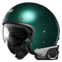 Casque Jet Shoei J.O2 Verde inglese + Kit Bluetooth Harman Kardon 60S