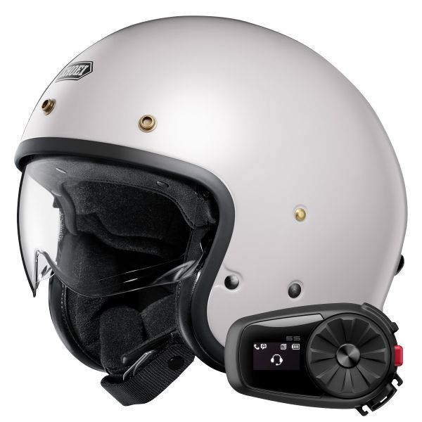 Jet Shoei J.O2 Bianco sporco + Kit Bluetooth 5S Solo