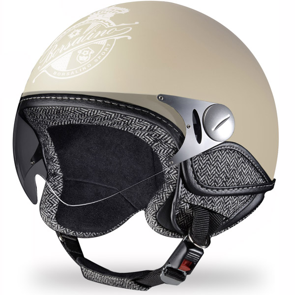 Casco Moto Borsalino Tweed Panna Opaco