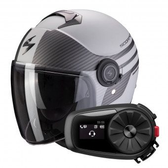 Jet Scorpion Exo City Moda Matt Silver Black + Kit Bluetooth Sena 5S Solo