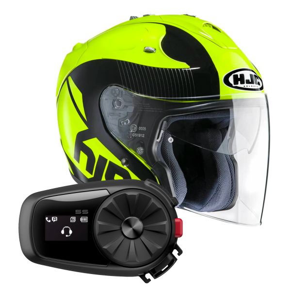 Pack Casco Moto + Kit Bluetooth : HJC FG-Jet Acadia MC4 + Kit Bluetooth 5S  Solo | iCasque.it