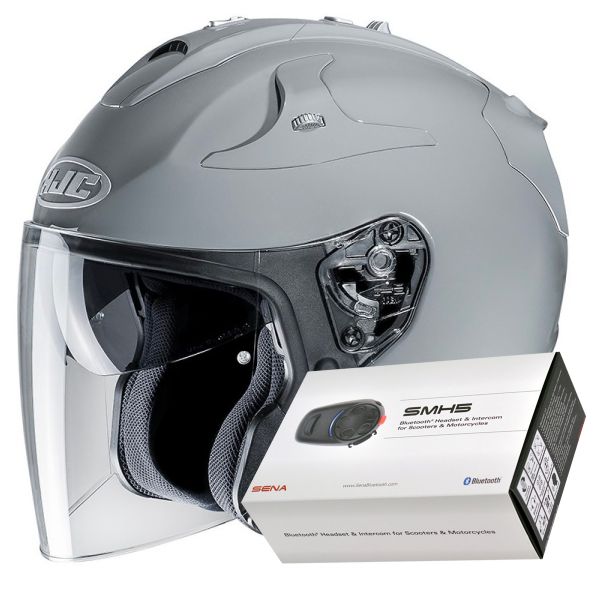 Pack Casco Moto + Kit Bluetooth : HJC FG-JET N. Grey + Kit Bluetooth SMH5  Solo | iCasque.it