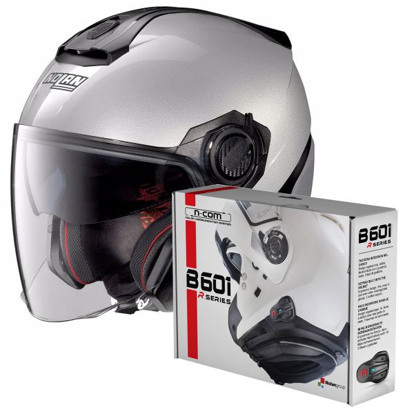 Pack Casco Moto + Kit Bluetooth : Nolan N40 5 Special N-Com Salt Silver 11  + Kit Bluetooth B601R per N100 5 - N104 - N87 - N44 - N40 - N70 2 |  iCasque.it