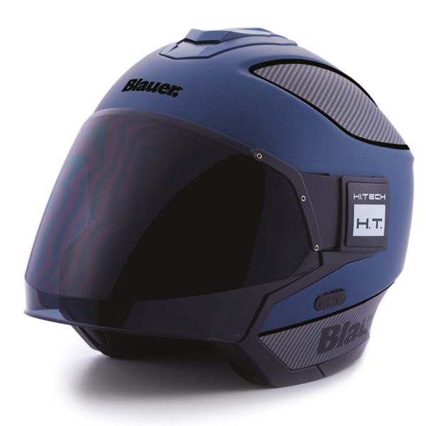 Casco Moto Blauer Solo Blue Carbon Matt Black in Stock | iCasque.it