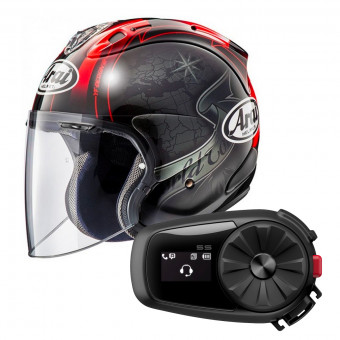 Jet Arai SZ-R Vas Harada Tour Black + Kit Bluetooth Sena 5S Solo