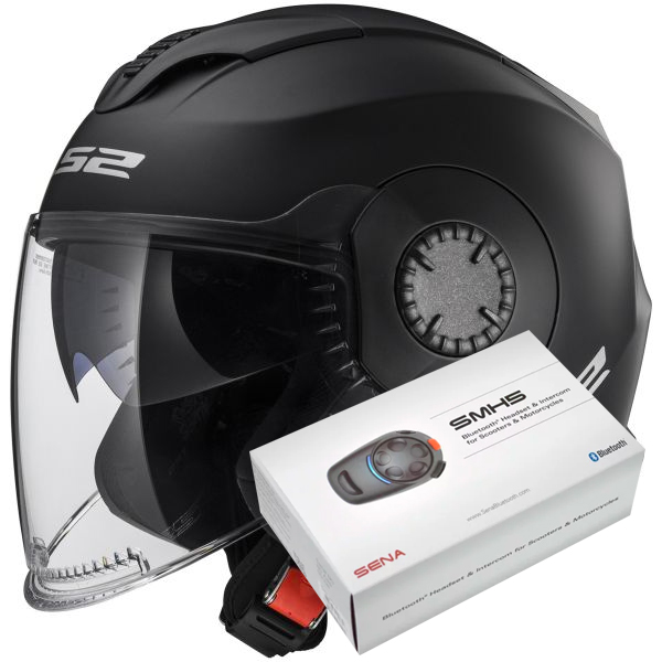 Pack Casco Moto + Kit Bluetooth : LS2 Verso Matt Black OF570 + Kit  Bluetooth SMH5 Solo | iCasque.it
