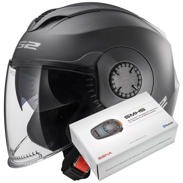 Pack Casco Moto + Kit Bluetooth : LS2 Verso Matt Titanium OF570 + Kit  Bluetooth SMH5 Solo | iCasque.it