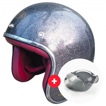 Jet Torx Wyatt Glitter Anthracite + Visiera Wyatt Bubble 3 Pressioni