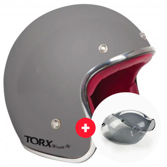 Jet Torx Wyatt Matt Grey + Visiera Wyatt Bubble 3 Pressioni