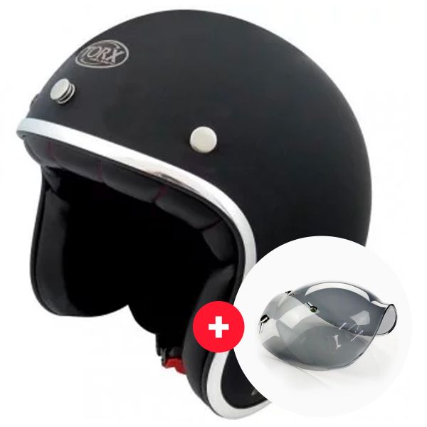 Jet Torx Wyatt Nero Opaco + Visiera Wyatt Bubble 3 Pressioni Jet Torx Wyatt Nero Opaco + Visiera Wyatt Bubble 3 Pressioni