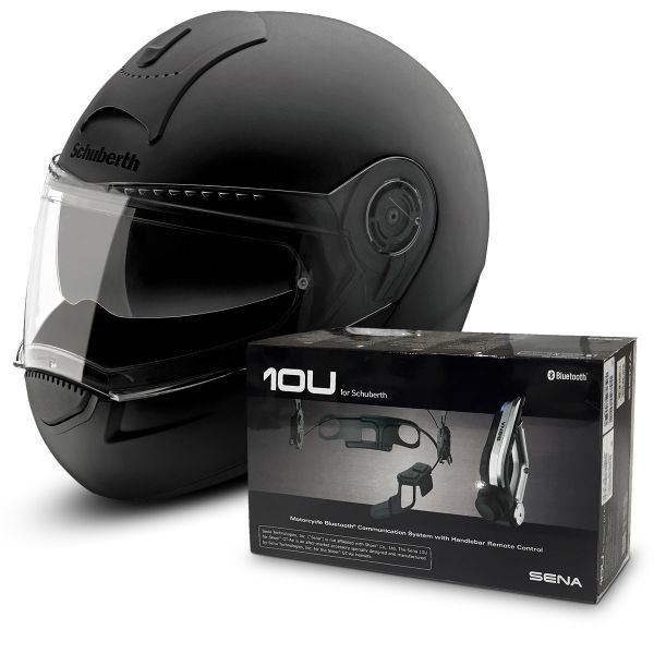 Casco Moto Schuberth C3 Basic Nero Opaco + Sena 10U Bluetooth Kit in Stock  | iCasque.it