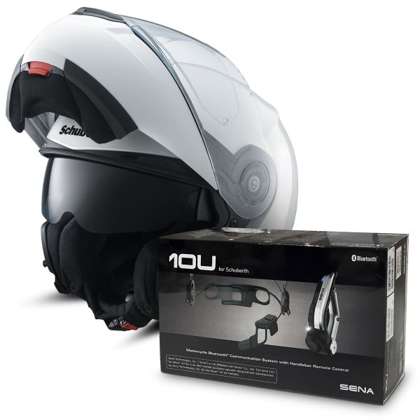 Modulare Apribile Schuberth C3 Pro Bianco + Sena 10U Bluetooth Kit