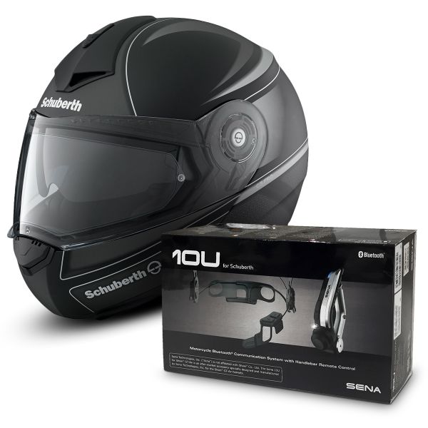 Modulare Apribile Schuberth C3 Pro Dark Classic Silver + Sena 10U Bluetooth Kit