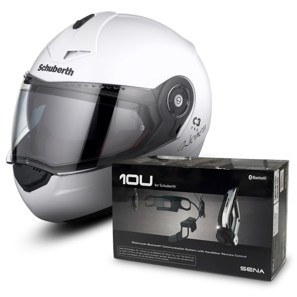 Modulare Apribile Schuberth C3 Pro Lady Bianco + Sena 10U Bluetooth Kit