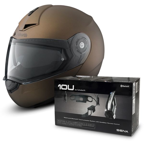 Modulare Apribile Schuberth C3 Pro Madrid Bronzo Metal + Sena 10U Bluetooth Kit