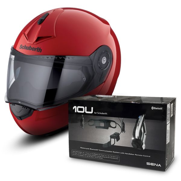 Modulare Apribile Schuberth C3 Pro Rosso + Sena 10U Bluetooth Kit