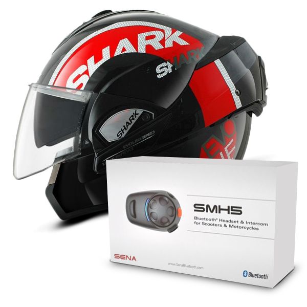 Modulare Apribile Shark Evoline Serie 3 Drop KRW + Sena SMH5 Bluetooth Kit