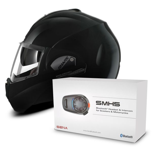 Modulare Apribile Shark Evoline Serie 3 Fusion BLK + Sena SMH5 Bluetooth Kit