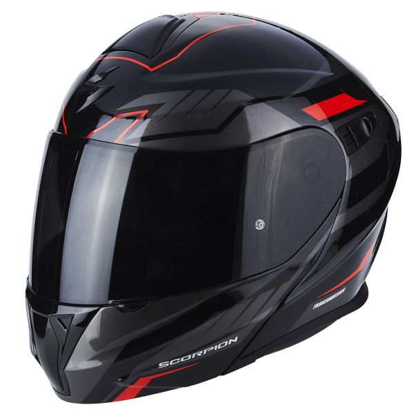 Scorpion Exo 920 Shuttle Black Silver Red + Kit Bluetooth Sena 5S Solo