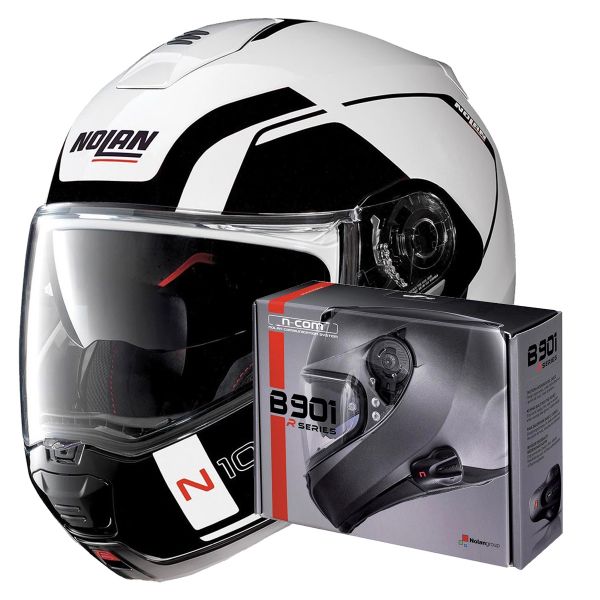 Modulare Apribile Nolan N100 5 Consistency N-Com Metal White 19 + Kit Bluetooth B901 R