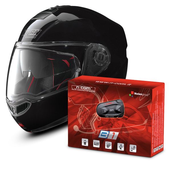 Modulare Apribile Nolan N104 Absolute Classic N-Com Glossy Black 3 + B1 Bluetooth Kit