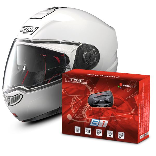 Modulare Apribile Nolan N104 Absolute Classic N-Com White 5 + B1 Bluetooth Kit