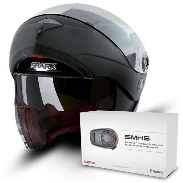 Modulare Apribile Shark Openline Prime Opaco KMA Pinlock + Sharktooth Bluetooth Kit