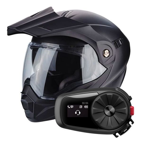 Modulare Apribile Scorpion ADX-1 Matt Black + Kit Bluetooth Sena 5S Solo