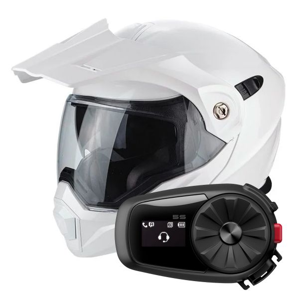 Modulare Apribile Scorpion ADX-1 White + Kit Bluetooth Sena 5S Solo