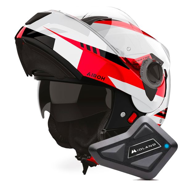 Modulare Apribile Airoh Specktre Clever Red + Kit Bluetooth BT Mini