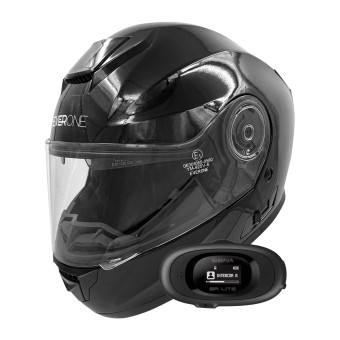Modulare Apribile Everone M72R Shiny Black + Kit bluetooth 5R Lite