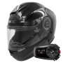 Casque Modulare Apribile Everone M72R Shiny Black + Kit Bluetooth 5S Solo