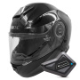 Casque Modulare Apribile Everone M72R Shiny Black + Kit Bluetooth BT Mini
