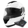 Casque Modulare Apribile Everone M72R Shiny White + Kit Bluetooth BT Mini