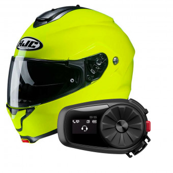 Modulare Apribile HJC C91 Fluo Green + Kit Bluetooth 5S Solo