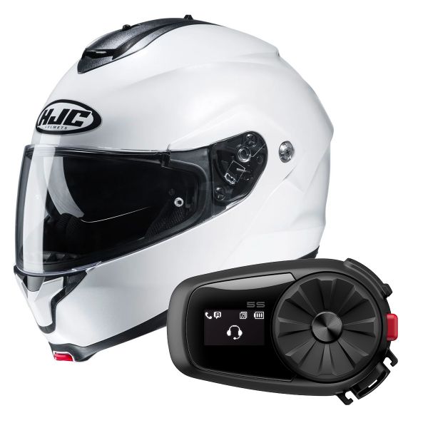 Modulare Apribile HJC C91 Pearl White + Kit Bluetooth 5S Solo