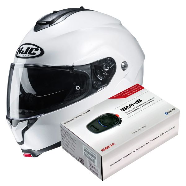 Modulare Apribile HJC C91 Pearl White + Kit Bluetooth SMH5 Solo