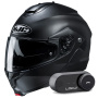 Casque Modulare Apribile HJC C91N Semi Flat Black + Kit Bluetooth Lokui K30
