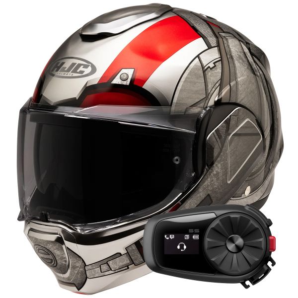 Modulare Apribile HJC F100 Antman Marvel MC1 + Kit Bluetooth 5S Solo