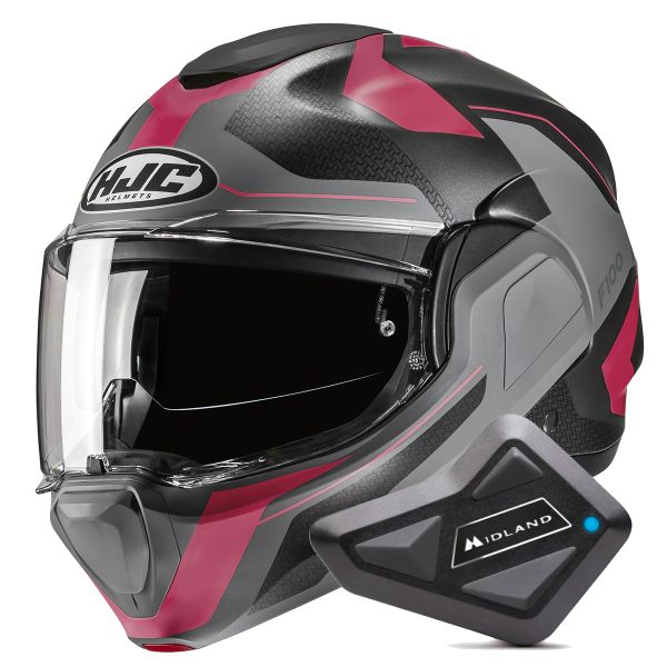 Modulare Apribile HJC F100 Bios MC8SF + Kit Bluetooth BT Mini Modulare Apribile HJC F100 Bios MC8SF + Kit Bluetooth BT Mini