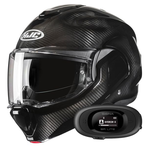 Modulare Apribile HJC F100 Carbon Black + Kit bluetooth 5R Lite