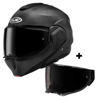 Casque Modulare Apribile HJC F100 Carbon Matte Black + Ecran Fume Fonce Casque Modulare Apribile HJC F100 Carbon Matte Black + Ecran Fume Fonce