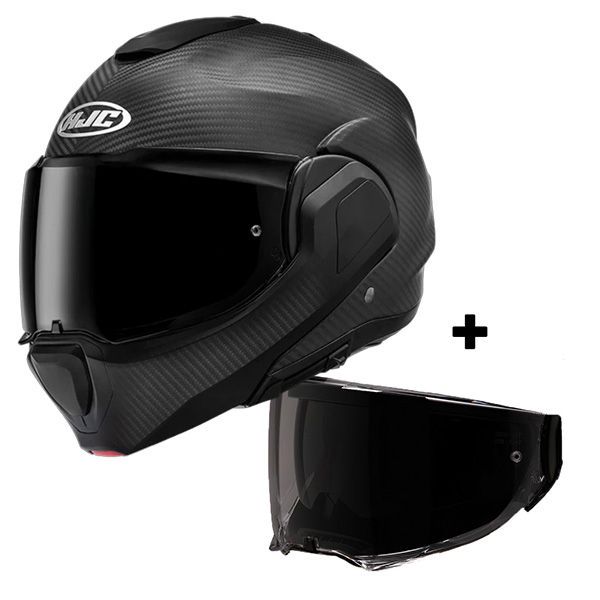 Modulare Apribile HJC F100 Carbon Matte Black + Ecran Fume Fonce