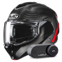 Casque Modulare Apribile HJC F100 Carbon Stan MC1 + Kit Bluetooth Lokui K30
