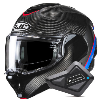 Modulare Apribile HJC F100 Carbon Stan MC21 + Kit Bluetooth BT Mini